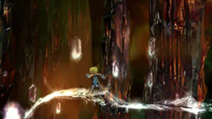 Screenshot of Zidane in the crystal world portion of Final Fantasy IX